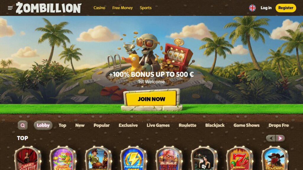 homepage van zombillion casino